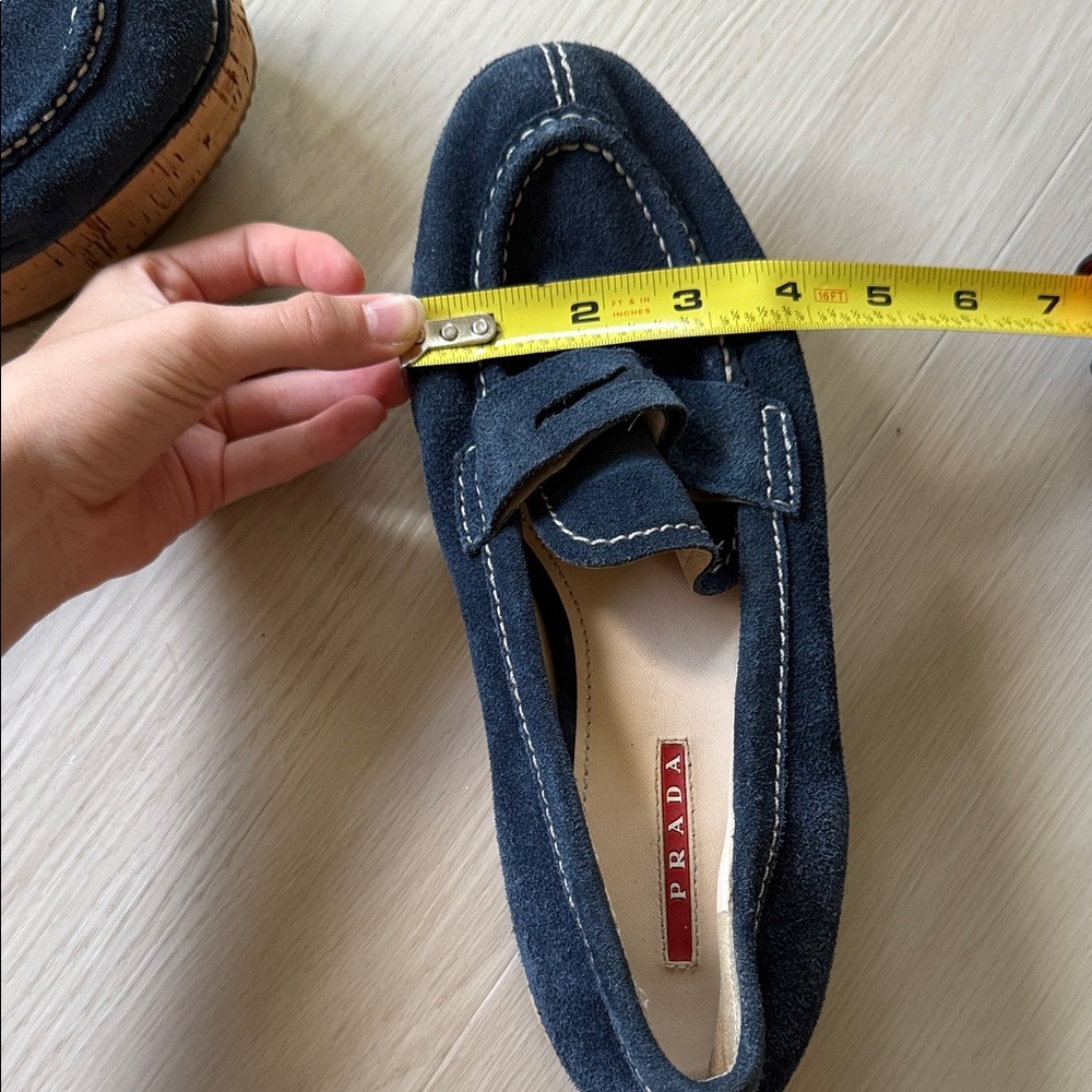 Prada Women's Navy Suede Loafers - Picture 12 of 13